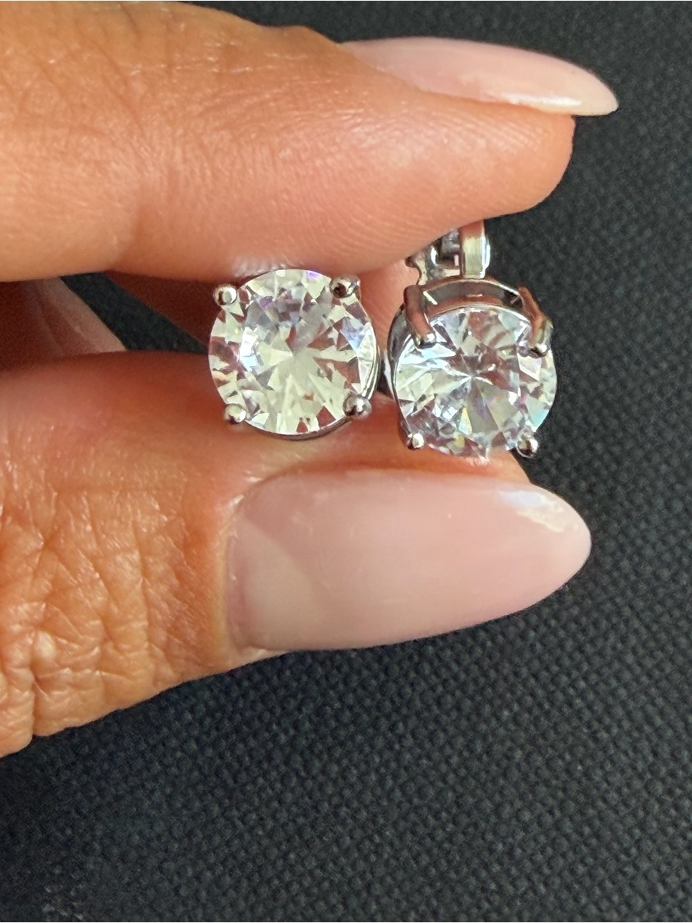 Silver clip on earrings with cubic zirconia gemstones